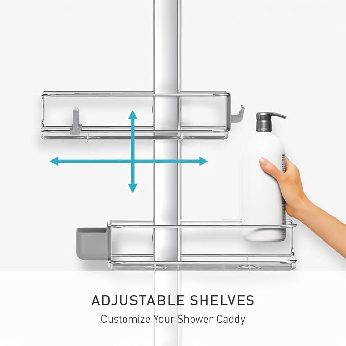 simplehuman Adjustable Shower Caddy, Stainless Steel and Anodized Aluminum - Image 4
