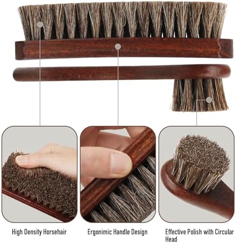 3-Piece 100% Horse Hair Shoe Brush Kit Premium Dauber Applicators Leather Care - Image 5