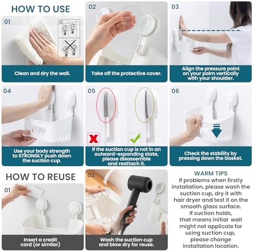 TAILI Shower Caddy Suction Cup, Bathroom Organizer Shelf M&L - Image 5