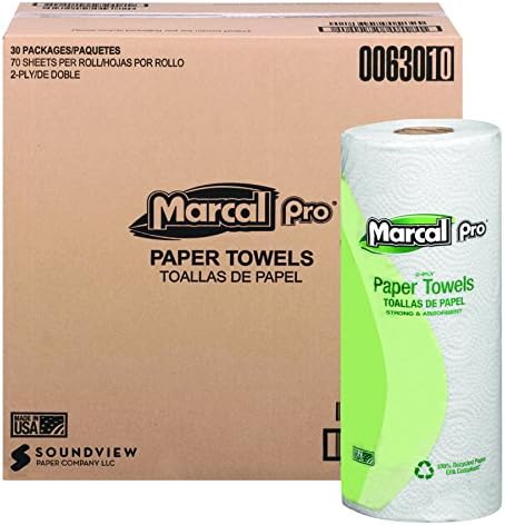 Marcal 630 100% Recycled Paper Towel Roll, 2-Ply Perforated, 70 Sheets per Roll by MARCAL