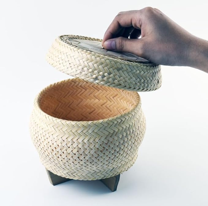 Sticky Rice Pressure Cooker Slow Cook Set Bamboo Basket Steaming Kit Recipe With Water (Size 6.5 in.)