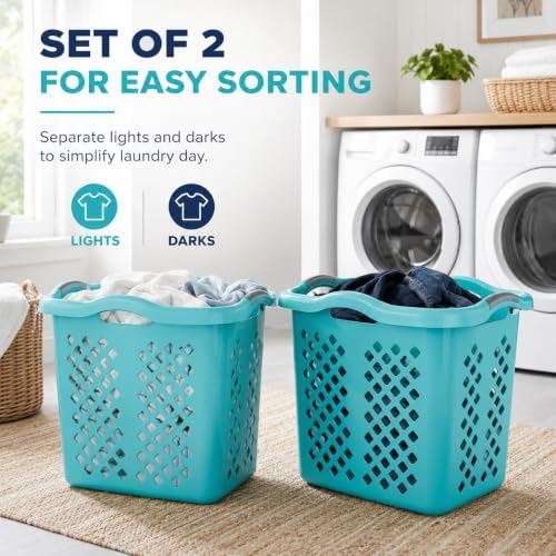 Teal Laundry Basket Set of 2 - Image 2