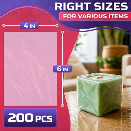 PalaYou 200 Pcs Clear Shrink Wrap Bags 4x6, PVC Film, - Image 2