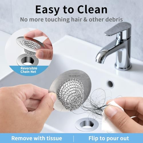TRAPMATE Shower Drain Hair Catcher, 2.8" Bathtub Stopper Drain Strainer Kit - Image 6