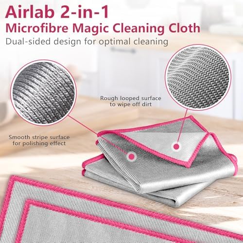Airlab Glass Polishing Streak Free Miracle Cleaning Cloth, Sliver-Pink - Image 4
