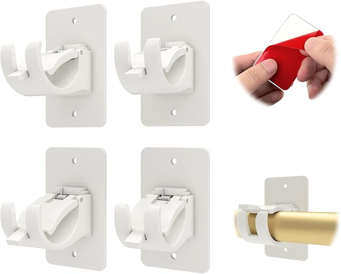 CIEMGNZOC 4PCS No Drill Curtain Brackets, Self-Adhesive Rod Holders, Nail Free by CIEMGNZOC