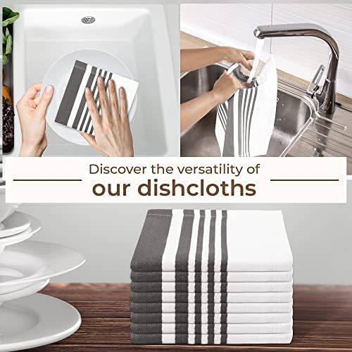 Urban Villa Kitchen Towels Cotton Dish Towels 12”x12” Grey White - Image 5