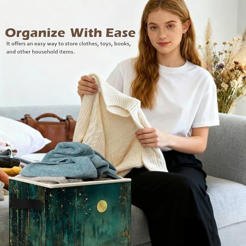 Dark Enchanted Forest Full Moon Storage Box Bins, Mystical Moonlit Night Forest - Image 5