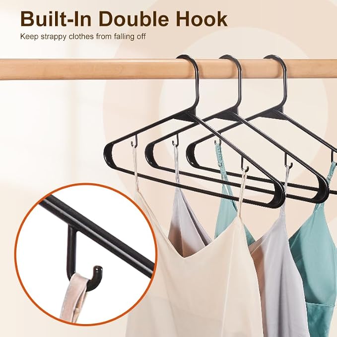 HOUSE DAY Black Plastic Hangers 500 Pack, Slim Space-Saving Clothes Hangers | - Image 3