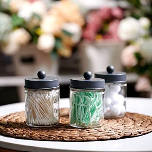 Amolliar Apothecary Jar Bathroom Storage Qtip Holder Glass - Image 4