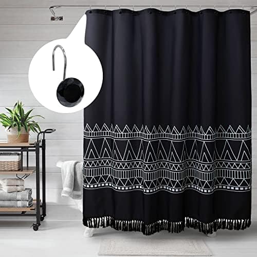 Black Diamond Crystal Bling Shower Curtain Hooks Rings - Image 2