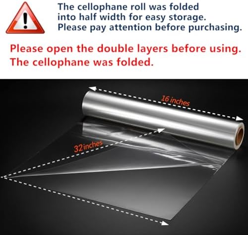 PerkHomy Clear Cellophane Wrap Roll 32" x 100' 3 Mil Thick Cellophane - Image 2