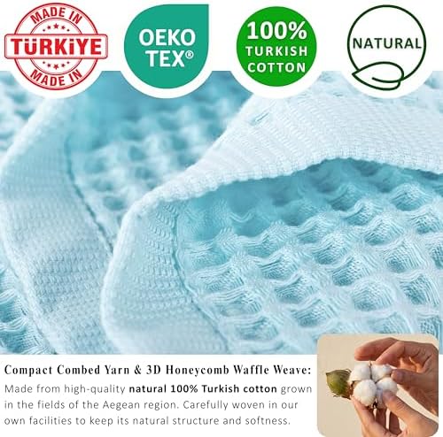 PÜSKÜL Natural 100% Turkish Cotton Waffle Bath Towels Set of 2, Extra-Large - Image 3