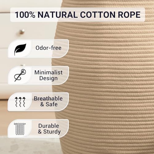 Extra Large Laundry Hamper Basket 105L Woven Blanket Basket, Jute Brown - Image 3