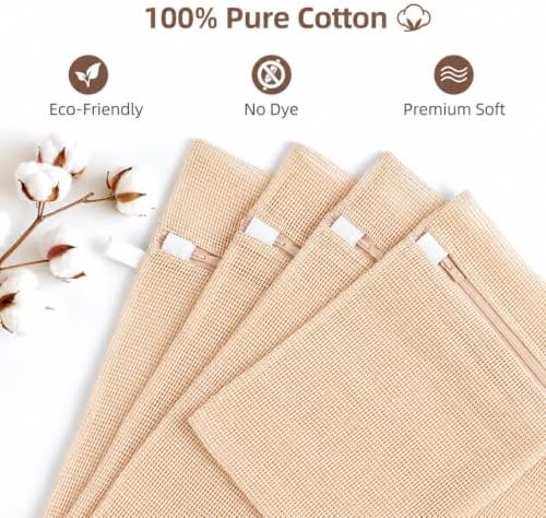 100% Cotton Mesh Laundry Bags, Rust-Proof Zipper Wash Bags - Image 4