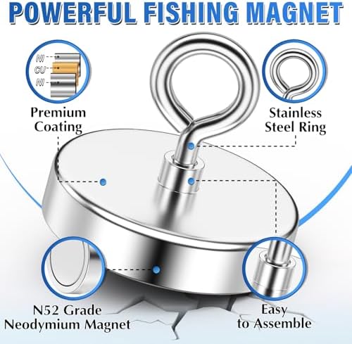 1000 LBS High Power Fishing Magnet, 3.54 Inch Rare Earth Magnet - Image 6