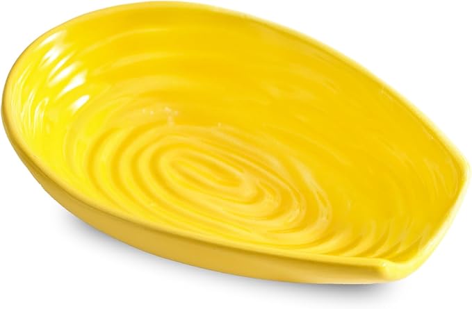 Spoon Rest, Porcelain Spoon Holder for Stove Top, Cooking Utensil Rest Kitchen Gadget Spoon Cradle for Spatula, Ladle, Tongs and Knife, Yellow
