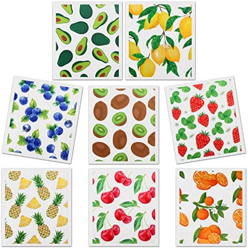 Lucomb Reusable Swedish Kitchen Dish Cloths, 8 Pack Replace Paper Towels Quick by Lucomb