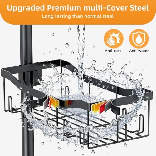 Shower Caddy Corner, 6 Tier Tension Pole Rod Bathroom Organizer Shelves - Image 4