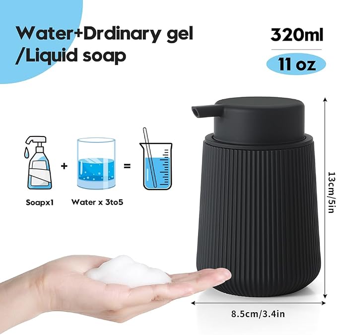 YAUKPH Striped Foaming Hand Soap Dispenser Black | - Image 4
