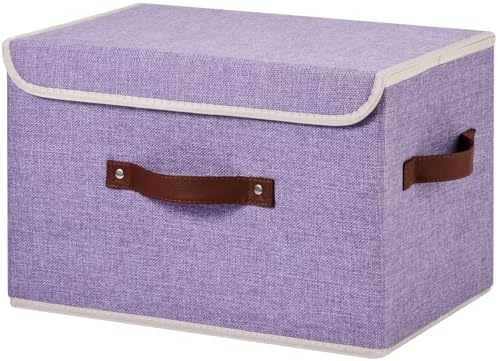 Storage Bins Box with Lids Decorative Cotton Linen Fabric Baskets by Unknown