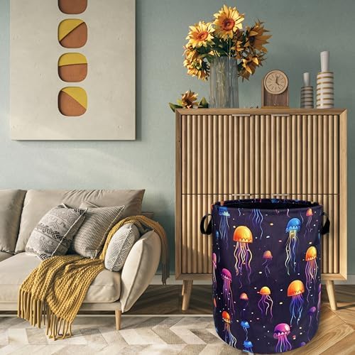 Jellyfish Laundry Basket Oxford Cloth Foldable Hamper 18.9x16.5 Inch - Image 7