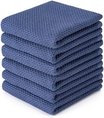 BOOMIBOO 6-Pack Dish Towels, 100% Cotton Waffle Weave, 13x28 in by BOOMIBOO