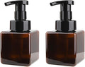 Foaming Soap Dispenser, 9oz Plastic Refillable Pump Bottle, 2 Pack, Amber | by UUJOLY