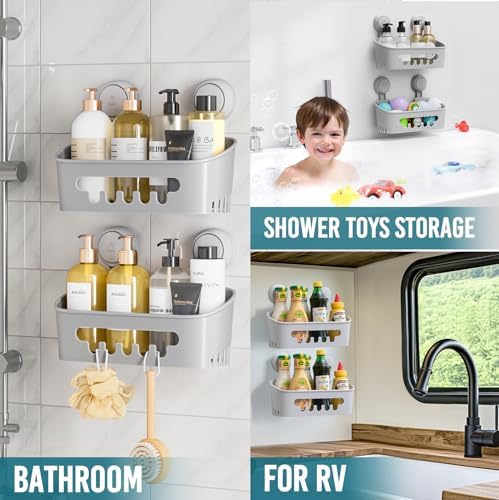 TAILI Shower Caddy Suction Cup, Bathroom Organizer Shelves Grey 2 pack - Image 5