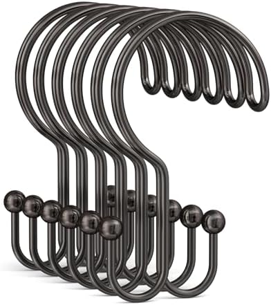 Bathway Bronze Shower Curtain Hooks Ring, Rust Proof Metal Shower Hooks by Bathway