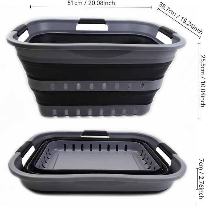 SAMMART 30L Collapsible 3 Handled Plastic Laundry Basket - Image 3