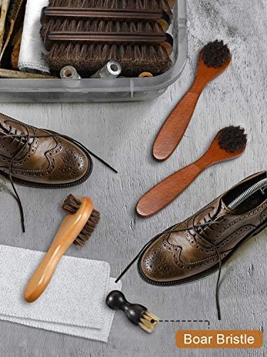 Youngjoy 6 Pieces Horsehair Shine Shoes Brush Kit Polish Dauber Applicators - Image 5