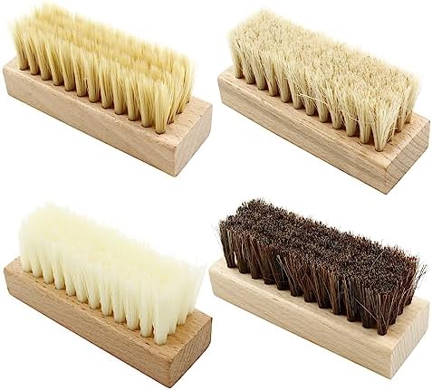 4 Pcs Square Wooden Handheld Shoe Cleaner Brush Set by Unlorspy
