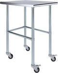 Stainless Steel Work Table Open Base & Wheels | Work Station | Metal Work Bench (Stainless Steel Work Table Open Base + Casters) (24" Long x 30" Deep)