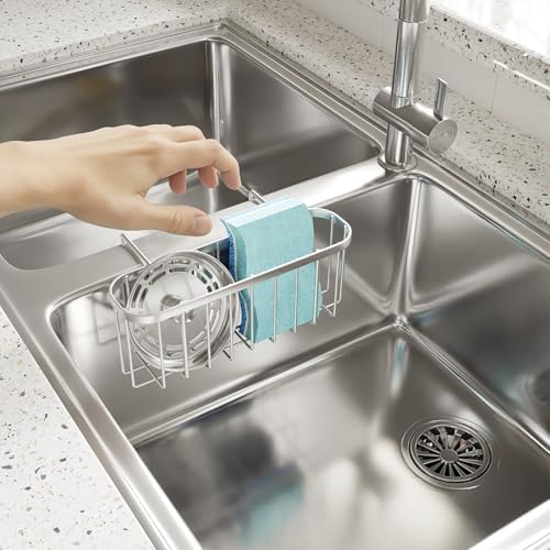 SWTYMIKI Sponge Holder for Kitchen Sink, Movable Kitchen Sink Caddy - Image 6