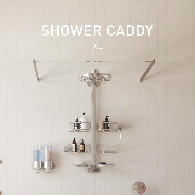 simplehuman X-Large Adjustable Hanging Shower Caddy, Handheld Showerhead - Image 3