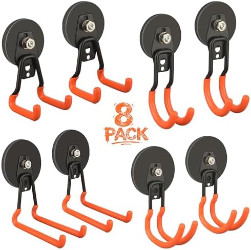 ULIBERMAGNET Heavy Duty Magnetic Garage Hooks, 8 Pack Strong Large Magnet Hooks by ULIBERMAGNET