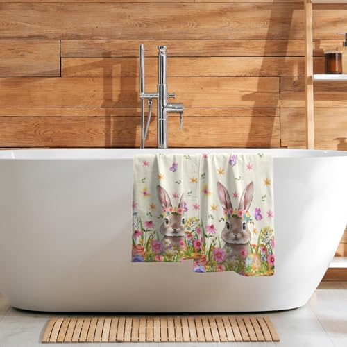 Cute Bunny Hand Towels for Bathroom 14"x28" Set of 2 Happy Easter Rabbit - Image 7