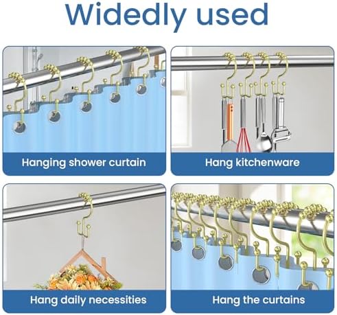 Light Gold Shower Curtain Hooks Double Sided - Image 6