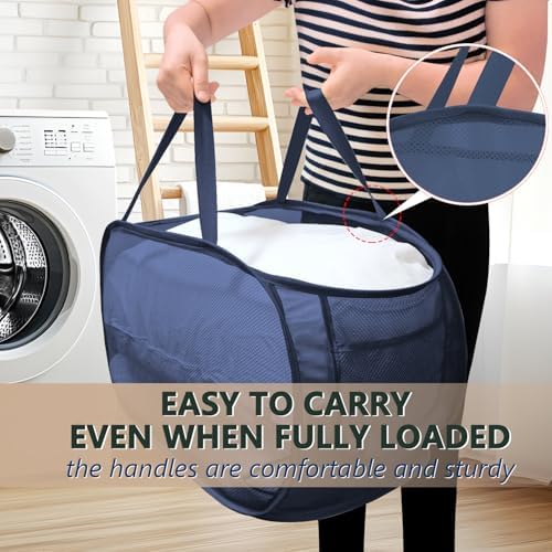 Collapsible Laundry Hamper Basket, Pop Up Mesh Foldable Bag - Image 4