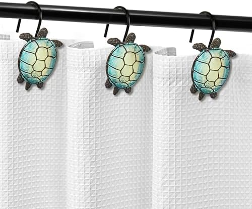 Sunlit Sea Turtle Shower Curtain Hooks, Home Decorative Shower Curtain Rings - Image 4