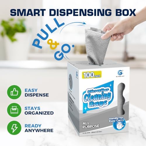 GLIMGLINT Microfiber Cleaning Cloth 100 Pack, Reusable Paper Towels 11 x 9 - Image 6