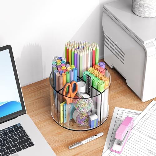 Small Pencil Organizer for Desk Acrylic Art Organizer Clear 4 Compartments - Image 6