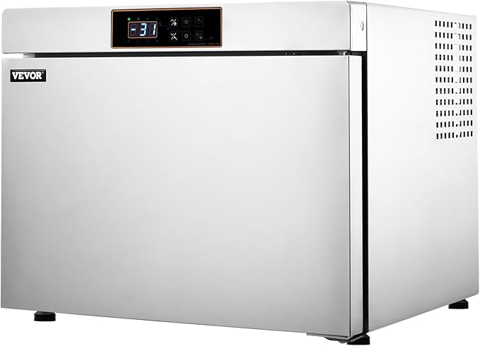 VEVOR 32L Blast Freezer, 4 Trays Commercial Freezers Flash,<-31~68°F> Mini Countertop Shock Frozen for Home, 360° Fan Cooling Batch Freeze, 304 Stainless Steel Blast Chiller for Seafood, Ice Cream