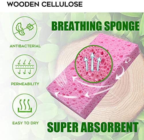 PANYEE Cleaning Scrub Colored Sponge, Non-Scratch Kitchen Cellulose Dishwashing - Image 3
