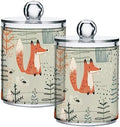 2 Pack Apothecary Jars Bathroom Cute Fox Qtip Holder Dispenser Clear Plastic by Unknown