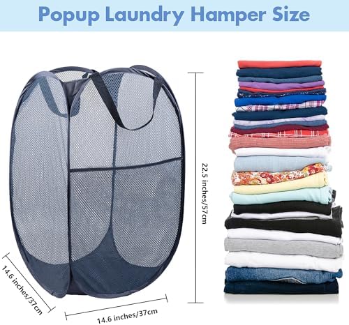 Pop Up Laundry Hamper, 70 L Collapsible Mesh Basket - Image 2