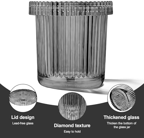 Glass Qtip Dispenser 2 Pack, Pads & Floss Picks, Vanity Makeup Essential - Image 4