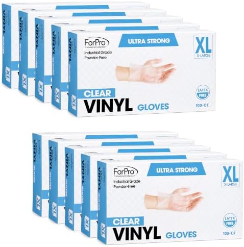 ForPro Disposable Vinyl Gloves, Industrial Grade, Powder & Latex Free, by ForProProfessionalCollection