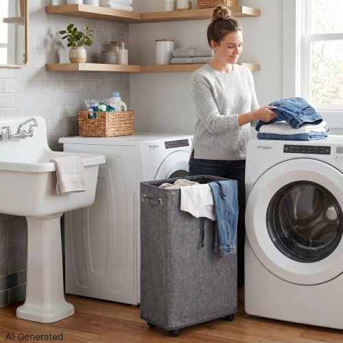 DOKEHOM 29" Enlarged Slim Rolling Laundry Basket Hamper on Wheels - Image 6